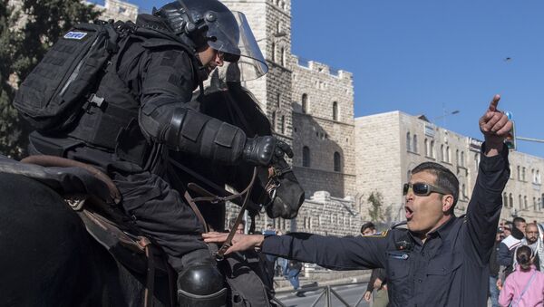 Law enforcement officers during the clashes with protesters in Jerusalem - Sputnik International
