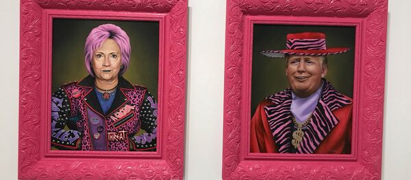 Both Hillary Clinton and Donald Trump are depicted in satirical paintings by Florida artist Scott Scheidly. Both Hillary Clinton and Donald Trump are depicted in satirical paintings by Florida artist Scott Scheidly. - Sputnik International