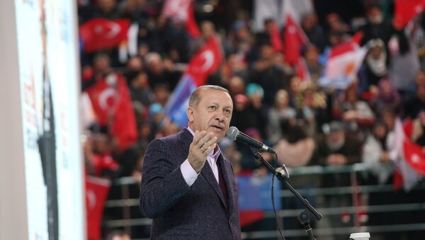 Turkish President Tayyip Erdogan addresses his supporters during a meeting of his ruling AK Party in Sivas, Turkey December 10, 2017 - Sputnik International