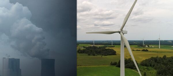 composite image: coal fired power plant/wind farm - Sputnik International