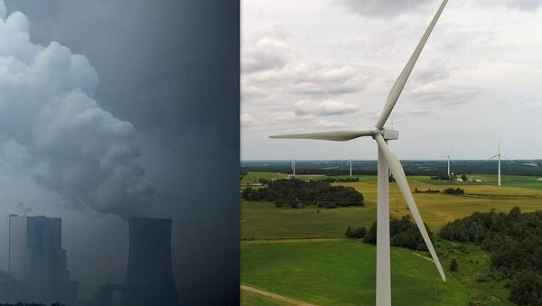composite image: coal fired power plant/wind farm - Sputnik International