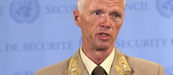 (File) Maj. Gen. Robert Mood, the head of the U.N. observer mission in Syria, speaks to reporters after addressing the Security Council on the situation in Syria, Tuesday, June 19, 2012 at United Nations headquarters - Sputnik International