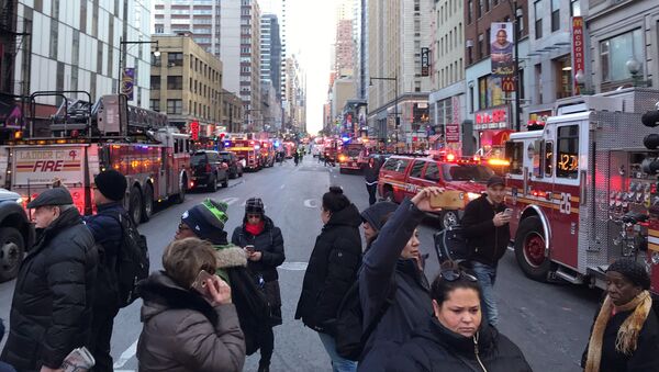 Police and fire crews block off the streets near the New York Port Authority in New York City, U.S. December 11, 2017 after reports of an explosion - Sputnik International