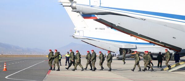An Ilyushin IL-76MD aircraft with a military police battalion on board arrives in Makhachkala from Syria. File photo An Ilyushin IL-76MD aircraft with a military police battalion on board arrives in Makhachkala from Syria. File photo - Sputnik International