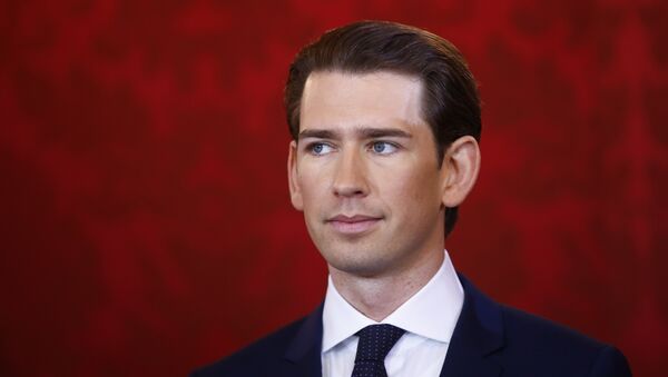Head of the People's Party Sebastian Kurz reacts during the swearing-in ceremony of the new government in Vienna - Sputnik International