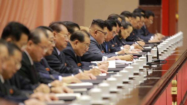 North Korean leader Kim Jong-un participates in the opening of the 5th Conference of Cell Chairpersons of the Workers' Party of Korea (WPK) in Pyongyang, in this undated photo released by North Korea's Korean Central News Agency (KCNA) in Pyongyang on December 22,2017 - Sputnik International