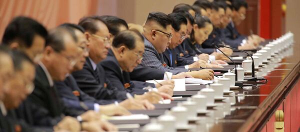 North Korean leader Kim Jong-un participates in the opening of the 5th Conference of Cell Chairpersons of the Workers' Party of Korea (WPK) in Pyongyang, in this undated photo released by North Korea's Korean Central News Agency (KCNA) in Pyongyang on December 22,2017 - Sputnik International