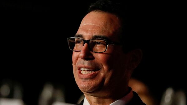 US Treasury Secretary Steven Mnuchin speaks during a moderated discussion before the Economic Club of New York, in New York City, US on November 9, 2017 - Sputnik International