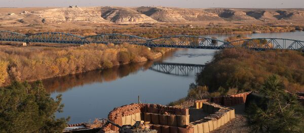 A Turkish army tank is positioned at a military post by the Euphrates river on the Turkish-Syrian border in Karkamis in Gaziantep province, Turkey, December 13, 2017 - Sputnik International