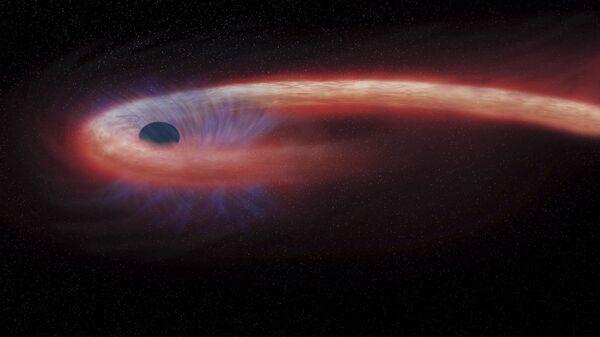 Художественное изображение черной дыры в созвездии Девы, поглощающей рекордные количества материи - Sputnik International
