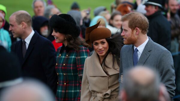Britain's Prince William, Catherine, Duchess of Cambridge, Prince Harry and Meghan Markle arrive at St Mary Magdalene's church for the Royal Family's Christmas Day service on the Sandringham estate in eastern England, Britain, December 25, 2017 - Sputnik International