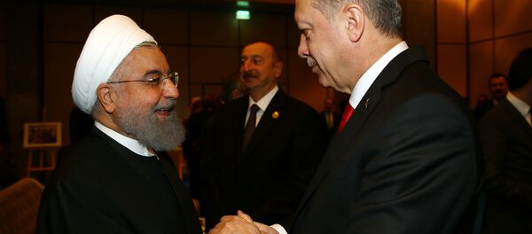 Turkish President Tayyip Erdogan meets with Iran's President Hassan Rouhani during an extraordinary meeting of the Organisation of Islamic Cooperation (OIC) in Istanbul, Turkey, December 13, 2017 Turkish President Tayyip Erdogan meets with Iran's President Hassan Rouhani during an extraordinary meeting of the Organisation of Islamic Cooperation (OIC) in Istanbul, Turkey, December 13, 2017 - Sputnik International