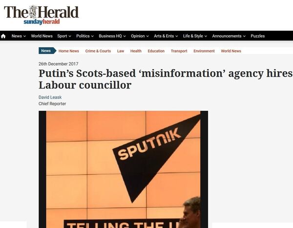 On December 26, The Herald published an article dedicated to Spuntik On December 26, The Herald published an article dedicated to Spuntik - Sputnik International
