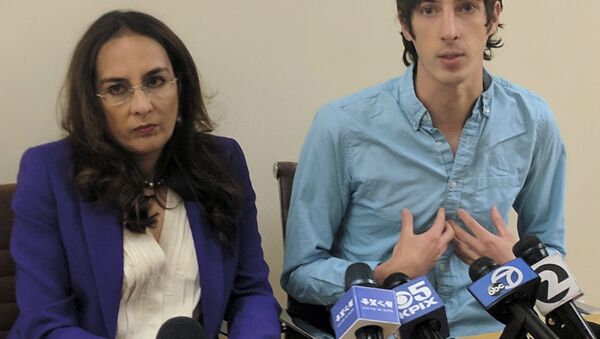 James Damore, right, a former Google engineer fired in 2017 after writing a memo about the biological differences between men and women, speaks at a news conference while his attorney, Harmeet Dhillon, listens, Monday, Jan. 8, 2018, in San Francisco - Sputnik International