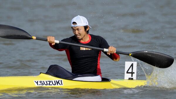 Japan's Yasuhiro Suzuki competes in the men's kayak single race at the 16th Asian Games in Guangdong province, China, in this photo taken by Kyodo on November 25, 2010. - Sputnik International