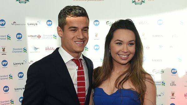 (File) Liverpool's Brazilian midfielder Philippe Coutinho an his wife Aine arrive to attend the Liverpool Football Club 2015 Players' Awards at the Echo Arena in Liverpool on May 19, 2015 - Sputnik International