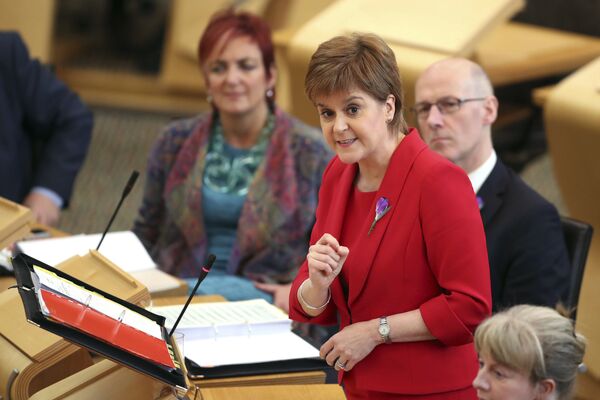 First Minister Nicola Sturgeon during First Minister's Questions at the Scottish Parliament in Edinburgh, Scotland, Thursday Oct. 26, 2017 - Sputnik International