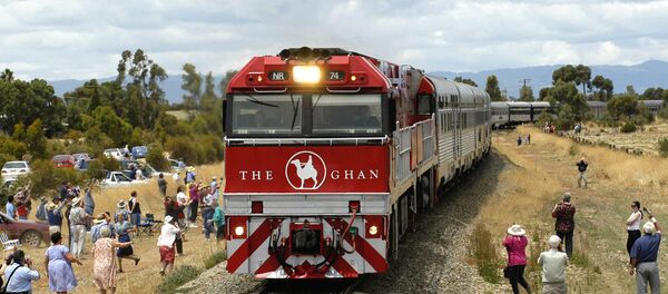 The Ghan, the first Australian passenger train to travel from Adelaide to Darwin The Ghan, the first Australian passenger train to travel from Adelaide to Darwin - Sputnik International