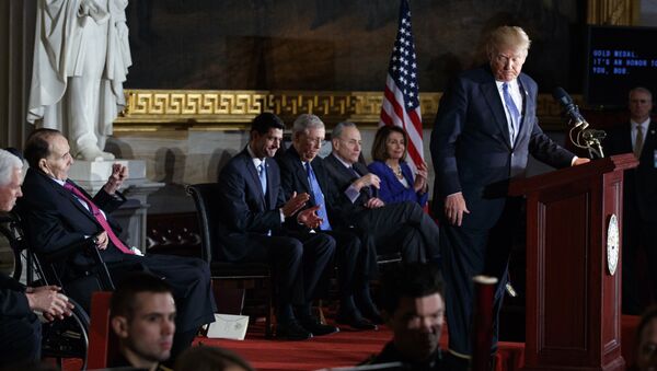 President Donald Trump speaks during a Congressional Gold Medal ceremony honoring former Sen. Bob Dole on Capitol Hill, Wednesday, Jan. 17, 2018, in Washington - Sputnik International