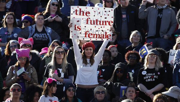 People cheer during a women's march rally Sunday, Jan. 21, 2018, in Las Vegas. - Sputnik International