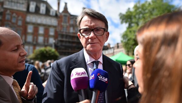 Former Labour politician Peter Mandelson reacts as he is interviewed by media near the Houses of Parliament in London on June 24, 2016 after Britain voted to leave the European Union (EU) - Sputnik International