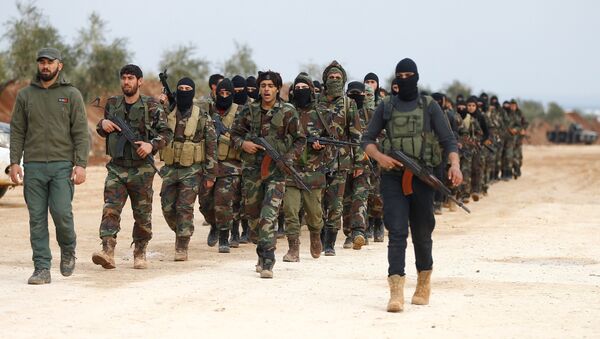(File) Turkey-backed Free Syrian Army fighters are seen at a training camp in Azaz, Syria January 21, 2018 - Sputnik International