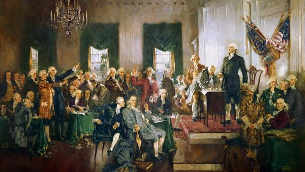 Scene at the Signing of the Constitution of the United States, by Howard Chandler Christy - Sputnik International