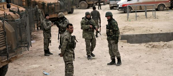 Turkish forces are seen near Mount Barsaya, northeast of Afrin, Syria January 22,2018 Turkish forces are seen near Mount Barsaya, northeast of Afrin, Syria January 22,2018 - Sputnik International