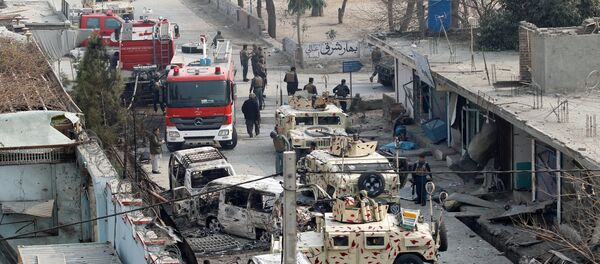 Afghan security forces inspect the site of a blast in Jalalabad, Afghanistan - Sputnik International