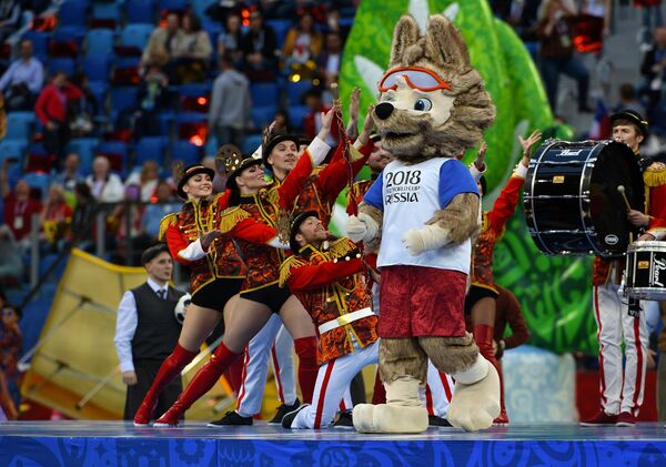Zabivaka the Wolf, an official mascot of the 2018 FIFA World Cup and the 2017 FIFA Confederations Cup, during the 2017 FIFA Confederations Cup closing ceremony in St. Petersburg Zabivaka the Wolf, an official mascot of the 2018 FIFA World Cup and the 2017 FIFA Confederations Cup, during the 2017 FIFA Confederations Cup closing ceremony in St. Petersburg - Sputnik International
