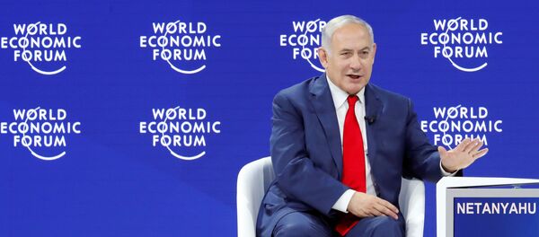 Israel's Prime Minister Benjamin Netanyahu gestures as he speaks the World Economic Forum (WEF) annual meeting in Davos, Switzerland Israel's Prime Minister Benjamin Netanyahu gestures as he speaks the World Economic Forum (WEF) annual meeting in Davos, Switzerland - Sputnik International