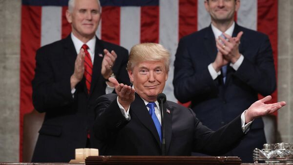 U.S. President Donald Trump delivers his first State of the Union address to a joint session of Congress inside the House Chamber on Capitol Hill in Washington, U.S., January 30, 2018 - Sputnik International