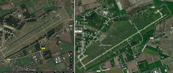 Satellite snaps of the Volkel airbase in the Netherlands. The left frame shows Google Maps, the right Bing Maps. Satellite snaps of the Volkel airbase in the Netherlands. The left frame shows Google Maps, the right Bing Maps. - Sputnik International