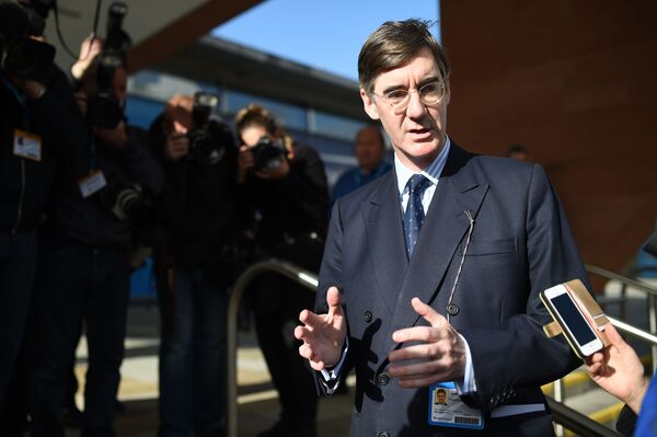 British Conservative politician Jacob Rees-Mogg arrives at the Manchester Central Convention Centre in Manchester on October 3, 2017, the third day of the Conservative Party annual conference British Conservative politician Jacob Rees-Mogg arrives at the Manchester Central Convention Centre in Manchester on October 3, 2017, the third day of the Conservative Party annual conference - Sputnik International