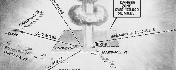 This April 27, 1956, file photo shows the area in which the United States hydrogen bomb tests will take place in the Pacific Ocean. North Korea said it successfully detonated a hydrogen bomb in its latest nuclear test Sunday, Sept. 3, 2017. Outside experts haven't been able to verify that claim, but say it's plausible. If true, it would represent a major step forward in North Korea's effort to develop a nuclear weapon capable of reaching the United States. - Sputnik International