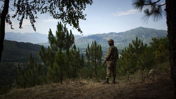 A Pakistani soldier stands guard in Ghar-I-Hira camp, in the upper Swat Valley, Pakistan (File) - Sputnik International