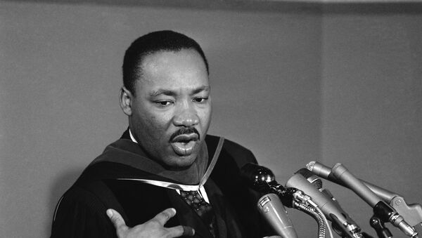 Dr. Martin Luther King during news conference following a Howard University address during the university’s charter day observance in Washington on March 2, 1965 - Sputnik International
