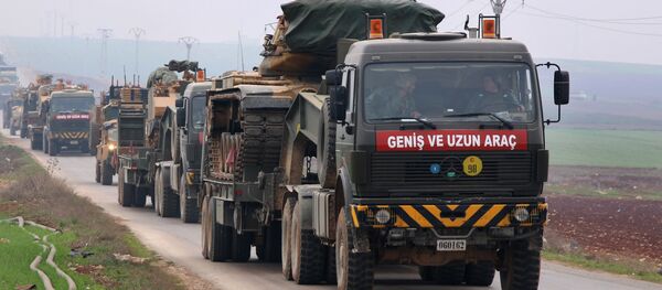 A Turkish military convoy passes through Kafr Halab in the south of Aleppo province on February 5, 2018 A Turkish military convoy passes through Kafr Halab in the south of Aleppo province on February 5, 2018 - Sputnik International