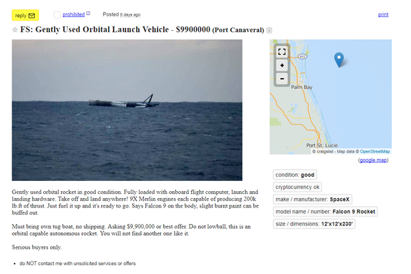 Craigslist seller offers up 'gently used orbital launch vehicle' for $9.9 million - Sputnik International