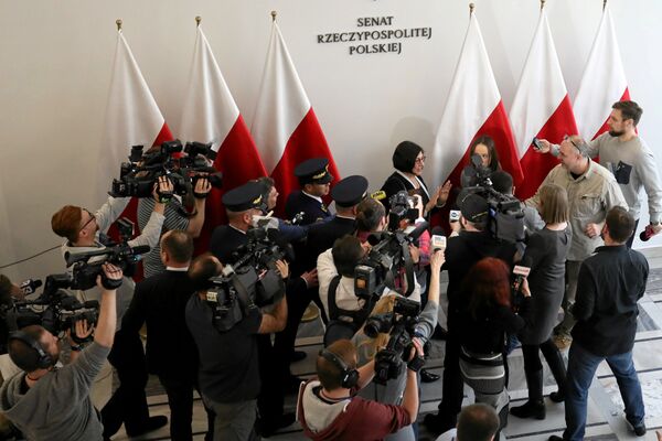 Israel's Ambassador to Poland, Anna Azari, speaks to the media after a meeting with Poland's Senate Marshal Stanislaw Karczewski, in Warsaw, Poland January 31, 2018 - Sputnik International
