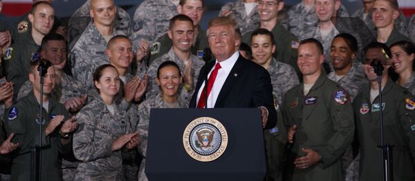 President Donald Trump speaks to military personnel and their families at Andrews Air Force Base, Friday, Sept. 15, 2017, in Andrews Air Force Base, Md. President Donald Trump speaks to military personnel and their families at Andrews Air Force Base, Friday, Sept. 15, 2017, in Andrews Air Force Base, Md. - Sputnik International