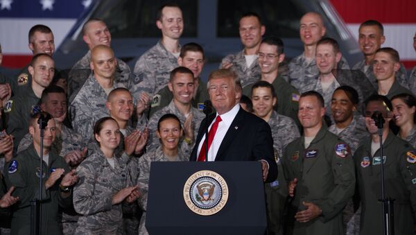 President Donald Trump speaks to military personnel and their families at Andrews Air Force Base, Friday, Sept. 15, 2017, in Andrews Air Force Base, Md. - Sputnik International