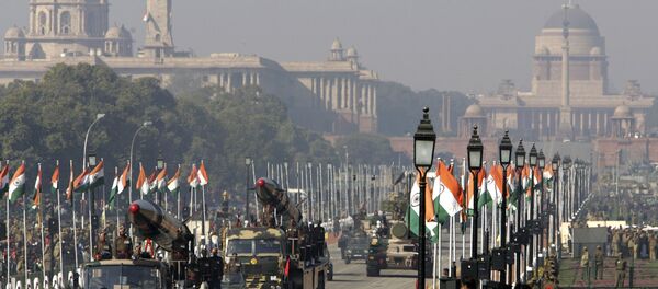 In this Jan. 23, 2006 file photo, indigenously developed medium range missiles Agni-I, left, and Agni-II, right, are displayed during Republic Day rehearsals, in the backdrop of the presidential Palace in New Delhi, India. India successfully tested a medium-range version of its most powerful nuclear-capable missile on Thursday, Nov. 25, 2010, as part of an army training exercise Defense Ministry spokesman Sitanshu Kar said. The upgraded Agni-1, with a 435-mile (700-kilometer) range, was fired from a testing range on an island off the eastern state of Orissa, Kar said. - Sputnik International