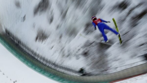 Yuki Ito, of Japan, practices for the women's ski jump competition in the 2018 Winter Olympics at the Alpensia Ski Jumping Center in Pyeongchang, South Korea, Saturday, Feb. 10, 2018. - Sputnik International