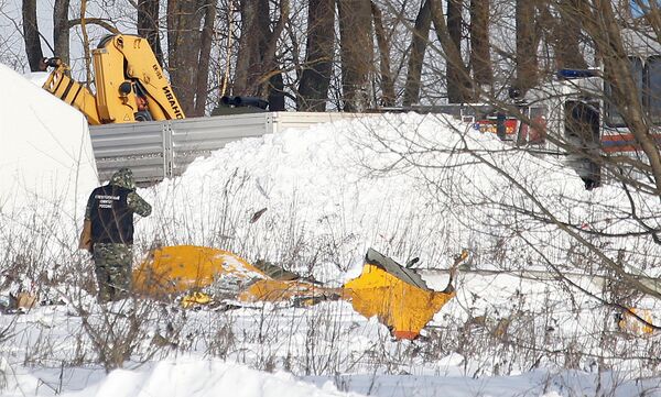 A man looks at wreckage near the scene of a AN-148 plane crash in Stepanovskoye village, about 40 kilometers (25 miles) from the Domodedovo airport, Russia - Sputnik International