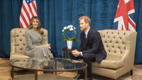 Britain's Prince Harry and First Lady of the United States Melania Trump hold a bilateral meeting ahead of the start of the 2017 Invictus Games in Toronto, Canada, Saturday Sept. 23, 2017. - Sputnik International