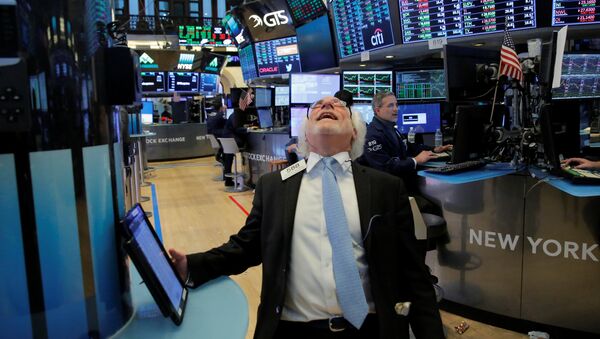 Trader Peter Tuchman reacts before the closing bell on the floor at the New York Stock Exchange (NYSE) in Manhattan, New York City, U.S., February 9, 2018 - Sputnik International