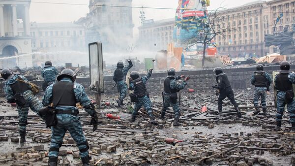 Police officers are seen on Maidan Nezalezhnosti square in Kiev, where clashes began between protesters and the police. (File) - Sputnik International