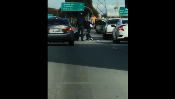 Fight breaks out on 105 Freeway in Los Angeles, California - Sputnik International