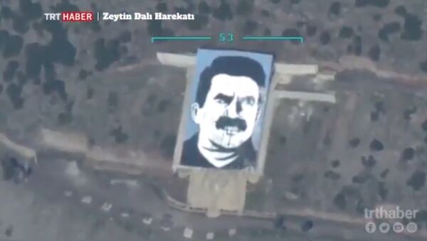 Turkish UAV destroys PKK leader portrait in Afrin - Sputnik International